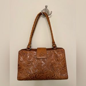 Patricia Nash Rienzo Tooled Leather Satchel Florence Brown